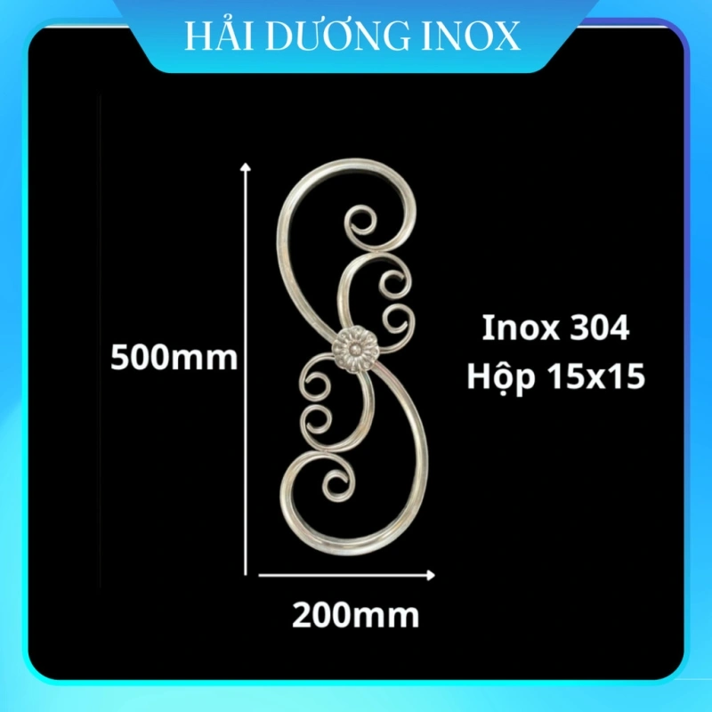 Cụm hoa văn inox 304 thiết kế tinh xảo, trang trí cửa cổng inox, lan can inox, cầu thang