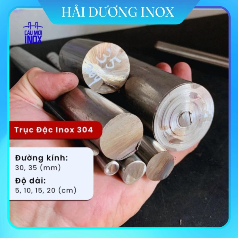 (5 cm) Trục tròn đặc Inox 304 phi 25mm/30mm/35mm/40mm/ 45mm/50mm/60mm/70mm, chiều dài 5cm