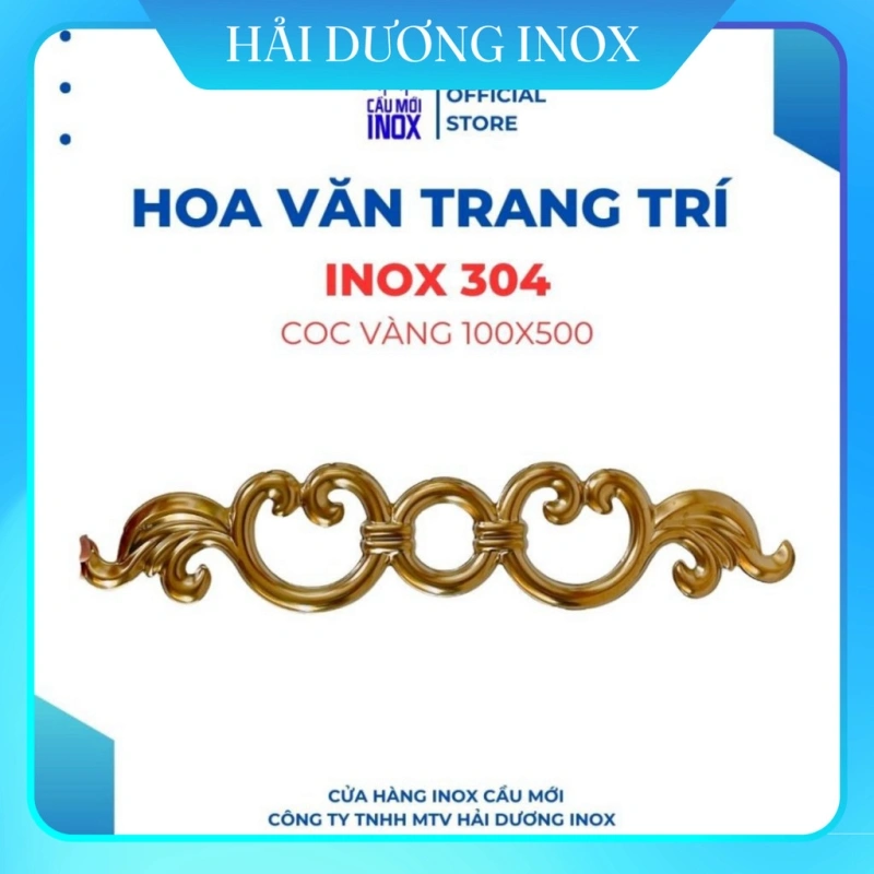 COC vàng/bạc hình trái tim, inox 304, kích thước 100x500, hoa văn mỹ thuật inox chất lượng cao